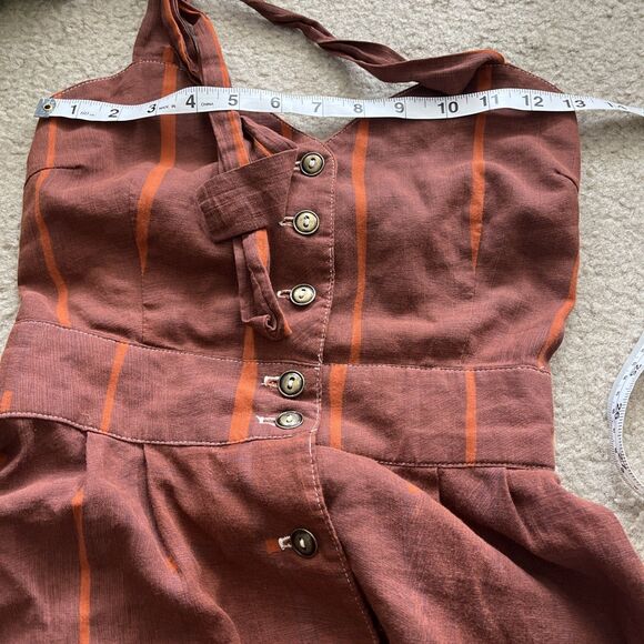 Womens Western Fairy Pinup Dress S Red Mod Halter Retro Rockabilly Ranch Boho - Picture 10 of 11